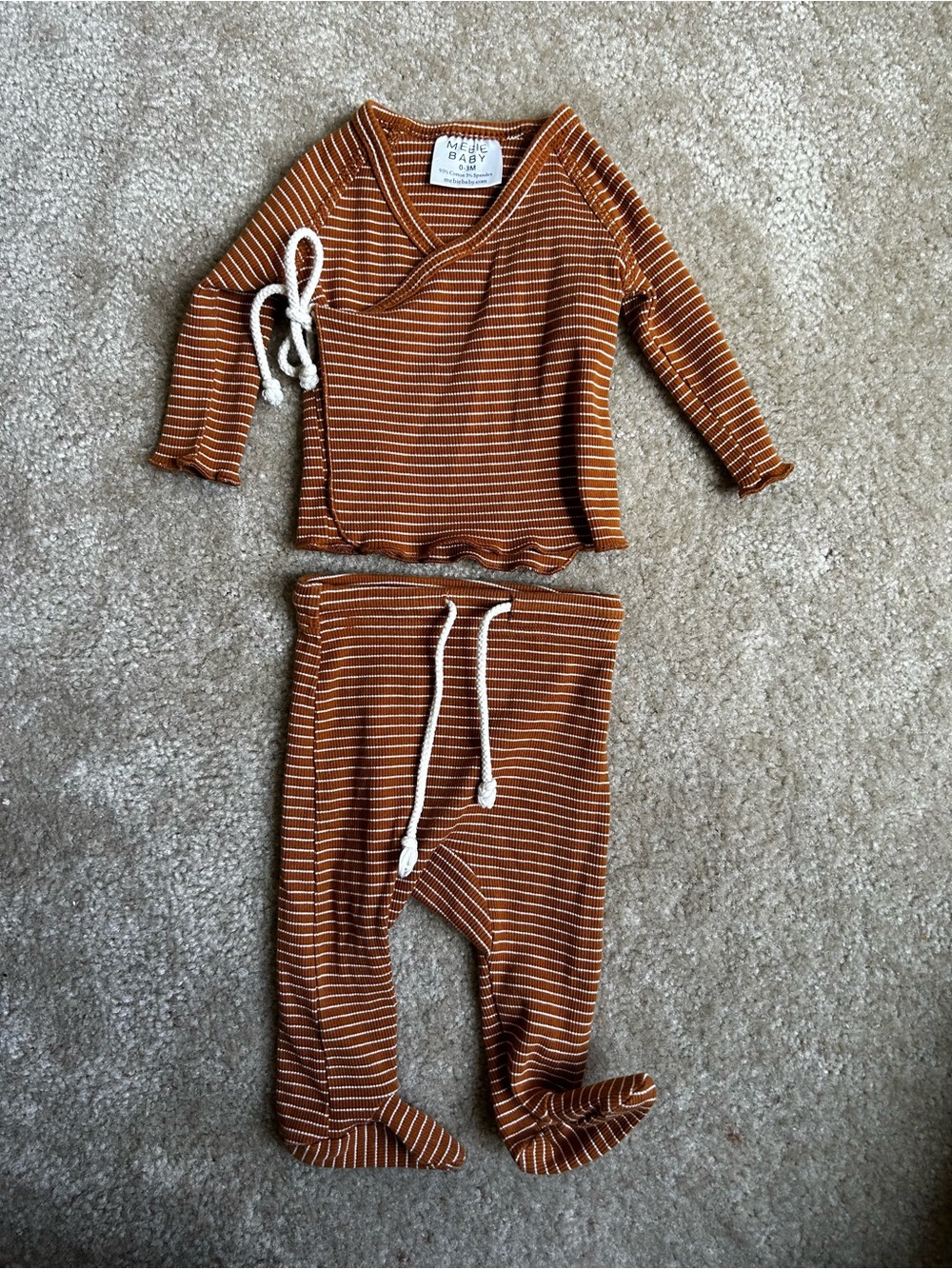 Mebie Baby Rust Wrap-Top Footed Set